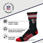 For Bare Feet NFL Youth 4 Stripe Deuce Crew Sock, Atlanta Falcons, One Size