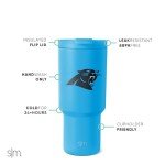 Simple Modern Officially Licensed NFL Carolina Panthers 30 oz Tumbler with Flip Lid and Straws | Insulated Cup Stainless Steel | Gifts for Men Women | Trek Collection | Carolina Panthers