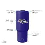 Simple Modern Officially Licensed NFL Baltimore Ravens 30 oz Tumbler with Flip Lid and Straws | Insulated Cup Stainless Steel | Gifts for Men Women | Trek Collection | Baltimore Ravens