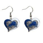 Aminco NFL Detroit Lions Swirl Heart Earrings, 2.5