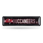Rico Industries NFL Tampa Bay Buccaneers Home Décor Metal Street Sign (4" x 15") - Great for Home, Office, Bedroom, & Man Cave - Made,Silver