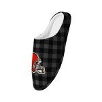 FOCO Cleveland Browns Sherpa Lined Buffalo Check Memory Foam Slipper - L