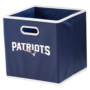 Franklin Sports New England Patriots NFL Storage Bin - Collapsible Cube Container + Basket - NFL Office, Bedroom + Living Room Décor - Folding Storage Bin for Football Fans - 11"x11"