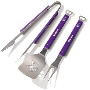 YouTheFan NFL Minnesota Vikings Spirit Series 3-Piece BBQ Set , Stainless Steel, 22" x 9"