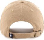 47 Brand MLB Khaki White Primary Logo Clean Up Adjustable Strap Baseball Dad Hat Cap, Adult One Size Fits All - New York Yankees - Khaki White