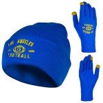 Vintage Classic Skull Cap Embroidery Beanie Fasion Hat Cuffed Winter Hat Knit Comes with Warm Gloves Gifts for Men Women Fans