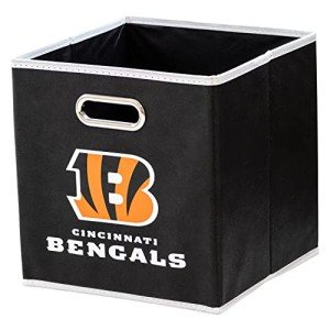 Franklin Sports Cincinnati Bengals NFL Storage Bin - Collapsible Cube Container + Basket - NFL Office, Bedroom + Living Room Décor - Folding Storage Bin for Football Fans - 11"x11"