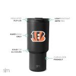 Simple Modern Officially Licensed NFL Cincinnati Bengals 30 oz Tumbler with Flip Lid and Straws | Insulated Cup Stainless Steel | Gifts for Men Women | Trek Collection | Cincinnati Bengals