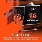 Franklin Sports Cincinnati Bengals NFL Storage Bin - Collapsible Cube Container + Basket - NFL Office, Bedroom + Living Room Décor - Folding Storage Bin for Football Fans - 11"x11"