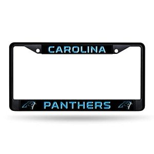 Rico Industries NFL Football Carolina Panthers Black Chrome Frame with Plastic Inserts 12" x 6" Car/Truck Auto Accessory