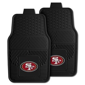 FANMATS 8902 San Francisco 49ers 2-Piece Heavy Duty Vinyl Car Mat Set, Front Row Floor Mats, All Weather Protection, Universal Fit, Deep Resevoir Design , 18"x27"