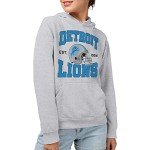 Junk Food Standard Team Helmet Pullover Hoodie. Relaxed Unisex Fit, Detroit Lions-Athletic Heather, XX-Large