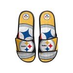 FOCO Pittsburgh Steelers NFL Mens Colorblock Big Logo Gel Slides - L