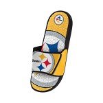 FOCO Pittsburgh Steelers NFL Mens Colorblock Big Logo Gel Slides - L