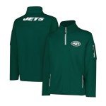 Ultra Game NFL Men's Ultimate Quarter-Zip Fleece Pullover Sweatshirt with Zipper Pockets, New York Jets, Team Color Updated, Large