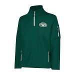 Ultra Game NFL Men's Ultimate Quarter-Zip Fleece Pullover Sweatshirt with Zipper Pockets, New York Jets, Team Color Updated, Large
