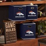 Franklin Sports NFL Denver Broncos Collapsible Storage Bin NFL Folding Cube Storage Container Fits Bin Organizers Fabric NFL Team Storage Cubes One Size