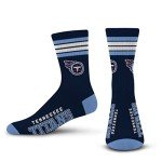 For Bare Feet NFL 4 Stripe Deuce Crew Sock, Tennessee Titans, Large