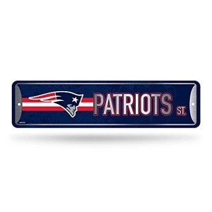 Rico Industries NFL New England Patriots Home Décor Metal Street Sign (4" x 15") - Great for Home, Office, Bedroom, & Man Cave - Made,Silver