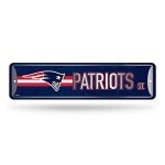 Rico Industries NFL New England Patriots Home Décor Metal Street Sign (4" x 15") - Great for Home, Office, Bedroom, & Man Cave - Made,Silver