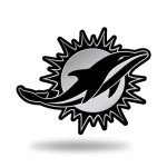 Rico Industries NFL Miami Dolphins Chrome Finished Auto Emblem 3D Sticker , Silver