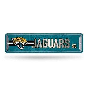 Rico Industries NFL Jacksonville Jaguars Home Décor Metal Street Sign (4" x 15") - Great for Home, Office, Bedroom, & Man Cave - Made,Silver