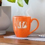 Rico Industries NFL Football Cincinnati Bengals Primary 16 oz Team Color Laser Engraved Ceramic Coffee Mug