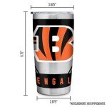 Rico Industries NFL Football Cincinnati Bengals 20oz Stainless Steel Tumbler with Lid - Great For Coffee, Tea, Water or Cocktails