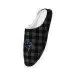 FOCO Men's NFL Carolina Panthers Sherpa Lined Buffalo Check Memory Foam Slippers, Small (7-8)