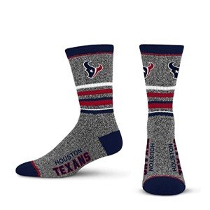 For Bare Feet Mens NFL Houston Texans 5 Star Crew Sock Marble Grey Large