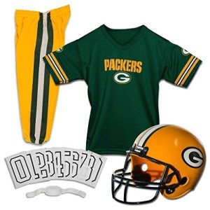 Franklin Sports Green Bay Packers Kids NFL Uniform Set - Youth NFL Team Jersey, Helmet, Pants + Apparel Costume - Official Gear -Youth Medium