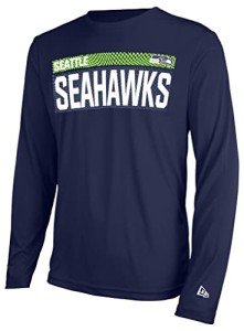 New Era NFL Men's MEASURED LS POLY DRI-TEK TEE SEAHAWKS NAVY Size MXL