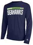New Era NFL Men's MEASURED LS POLY DRI-TEK TEE SEAHAWKS NAVY Size MXL