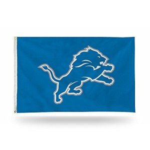 Rico Industries Detroit Lions 3-Foot by 5-Foot Single Sided Banner Flag with Grommets
