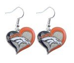 NFL Denver Broncos Swirl Heart Earrings