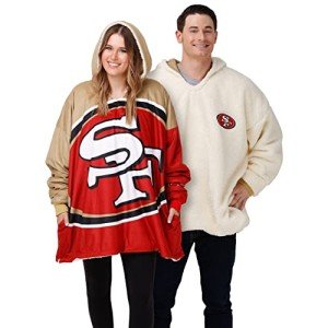 FOCO NFL San Francisco 49ers Unisex Reversible Oversized Sherpa Hoodie Sweatshirt Colorblock HoodeezReversible Oversized Sherpa Hoodie Sweatshirt Colorblock Hoodeez, Colorblock, One Size