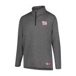 Ultra Game NFL Men's Super Soft Quarter Zip Long Sleeve T-Shirt, New York Giants, Heather Charcoal, Medium