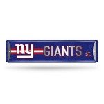 Rico Industries NFL New York Giants Home Décor Metal Street Sign (4" x 15") - Great for Home, Office, Bedroom, & Man Cave - Made,Silver