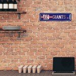 Rico Industries NFL New York Giants Home Décor Metal Street Sign (4" x 15") - Great for Home, Office, Bedroom, & Man Cave - Made,Silver