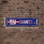 Rico Industries NFL New York Giants Home Décor Metal Street Sign (4" x 15") - Great for Home, Office, Bedroom, & Man Cave - Made,Silver