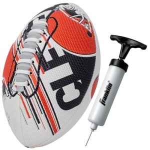 Franklin Sports NFL Cleveland Browns Football - Youth Mini Football - 8.5" Junior Size Ball - SPACELACE Easy Grip Texture- Perfect for Kids