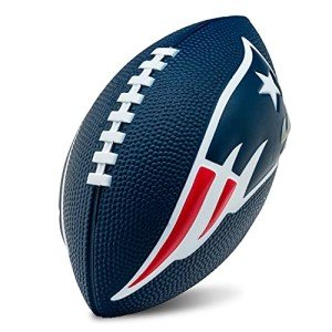 Franklin Sports NFL New England Patriots Football - Kids Foam Football - Soft Junior Size 8.5" Ball with 3D Logos - Perfect for Gameday + Tailgates