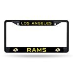 Rico Industries NFL Football Los Angeles Rams Primary Black Chrome Frame with Plastic Inserts 12" x 6" Car/Truck Auto Accessory