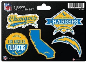 Rico Industries NFL Los Angeles Chargers 5-Piece Die-Cut Decal Sheet