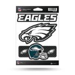 Rico Industries NFL Philadelphia Eagles Carbon Fiber Triple Spirit Stickers, 5" x 7" sheet