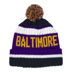 Baltimore Beanie Knit Hat with Pom Winter Cuffed Cap Sport Fans Gift