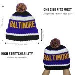 Baltimore Beanie Knit Hat with Pom Winter Cuffed Cap Sport Fans Gift