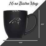 Rico Industries NFL Football Carolina Panthers Main 15oz Laser Engraved Matte Black Ceramic Bistro Mug - For Hot or Cold Drinks