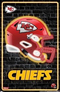 Trends International NFL Kansas City Chiefs - Neon Helmet 23 Wall Poster, 34L x 22.4W, Unframed Version