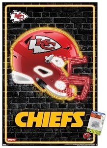 Trends International NFL Kansas City Chiefs - Neon Helmet 23 Wall Poster with Push Pins